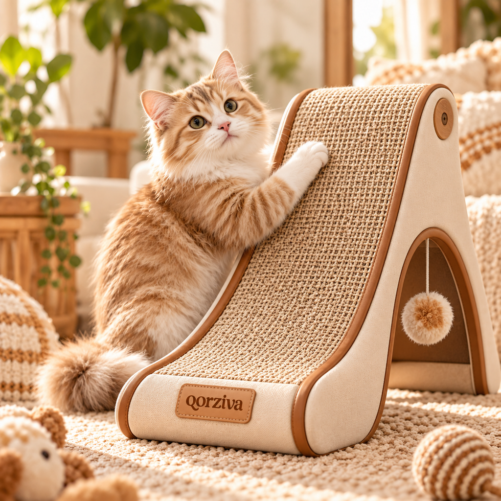 qorziva™ Cozy Triangle Cat Scratcher & Hideaway