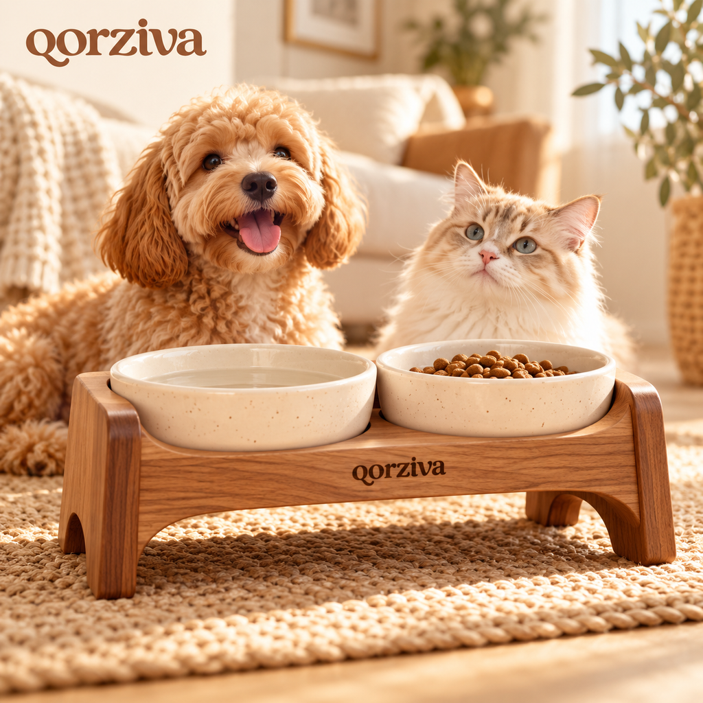 qorziva™ Elevated Double Pet Bowl Stand