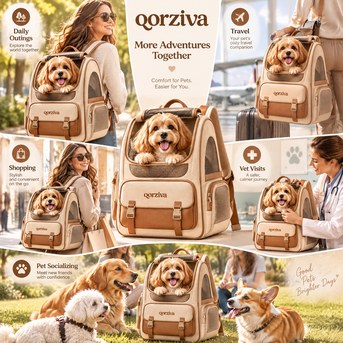 qorziva™ Cozy Pet Carrier Backpack