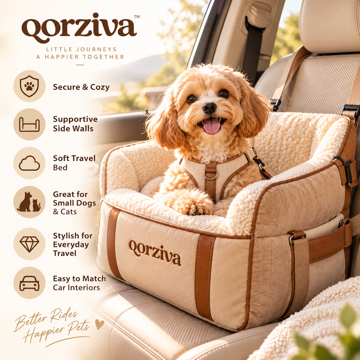 qorziva™ Cozy Pet Car Booster Seat