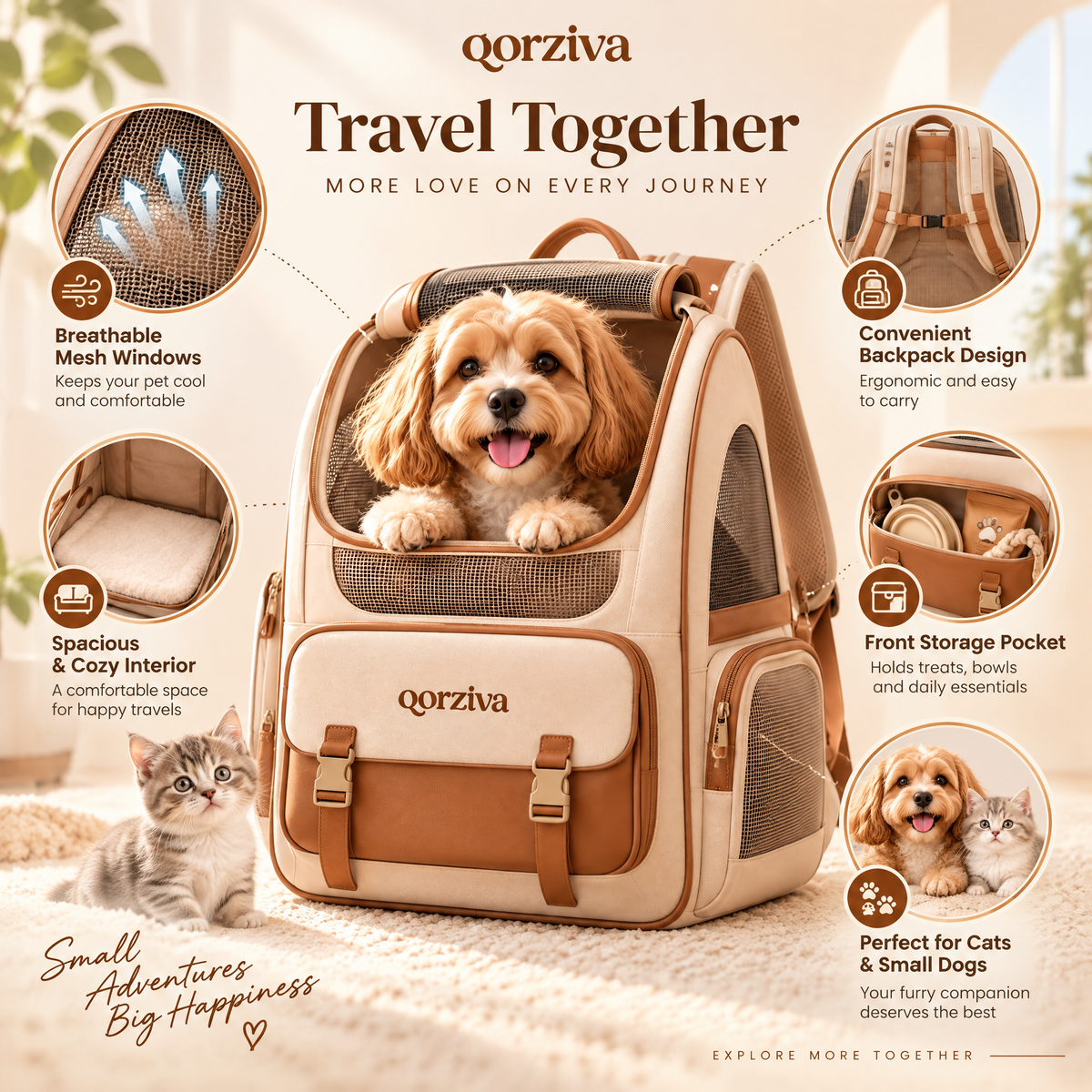 qorziva™ Cozy Pet Carrier Backpack