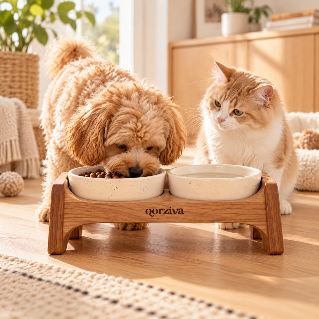 qorziva™ Elevated Double Pet Bowl Stand