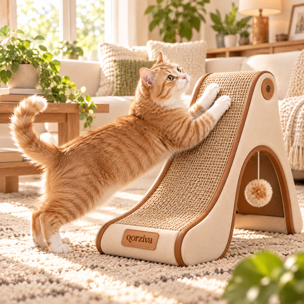 qorziva™ Cozy Triangle Cat Scratcher & Hideaway