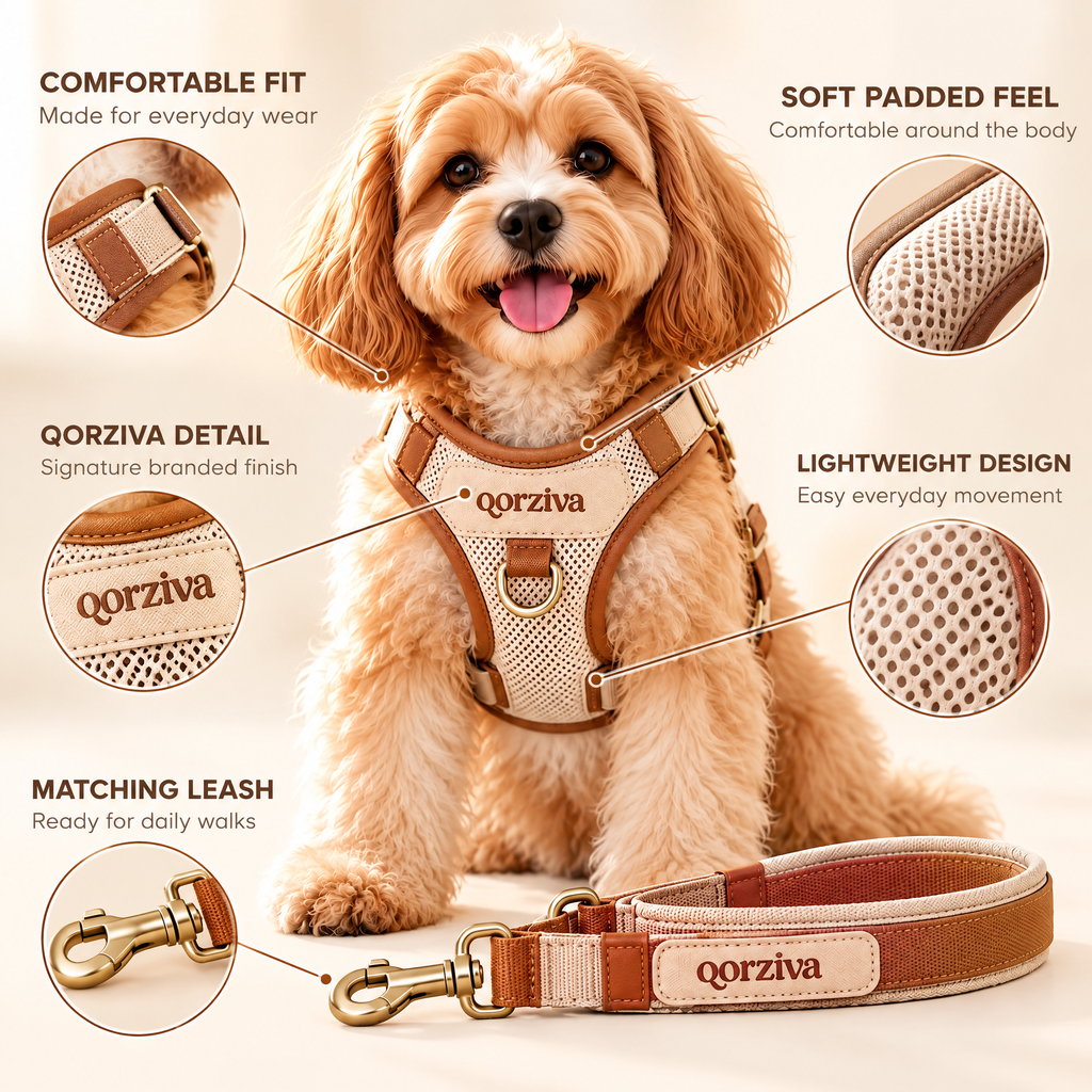 qorziva™ Cozy Comfort Pet Harness & Leash Set