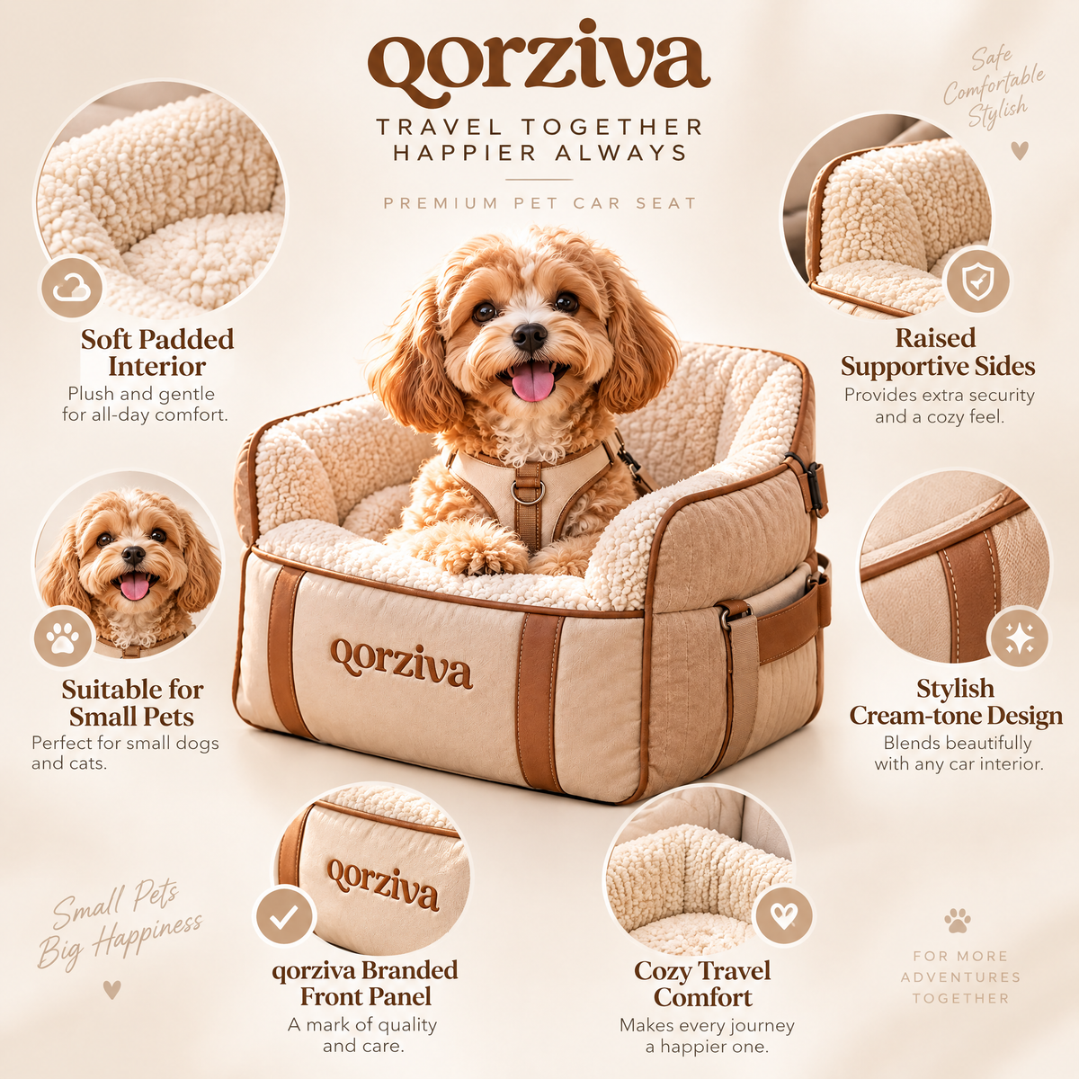 qorziva™ Cozy Pet Car Booster Seat