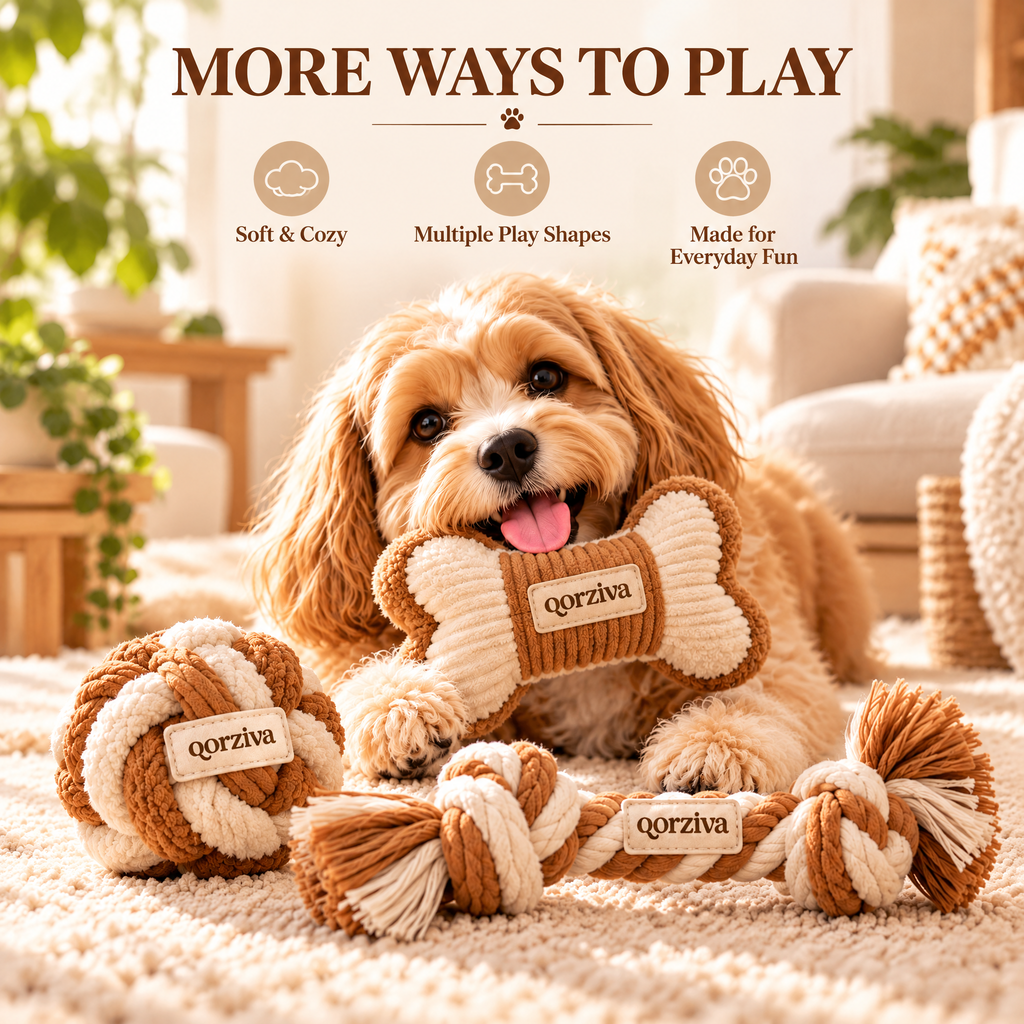 qorziva™ Cozy Plush Pet Toy Set