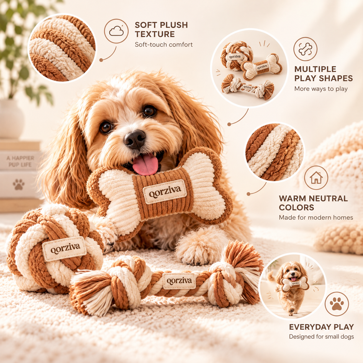 qorziva™ Cozy Plush Pet Toy Set